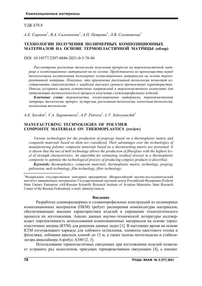 Применение тканых композиционных материалов в современных технологиях